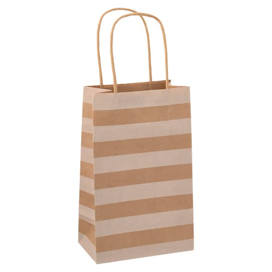 6 Packs: 13 ct. (78 total) Small Kraft Dots &#x26; Stripes Gift Bags by Celebrate It&#x2122;